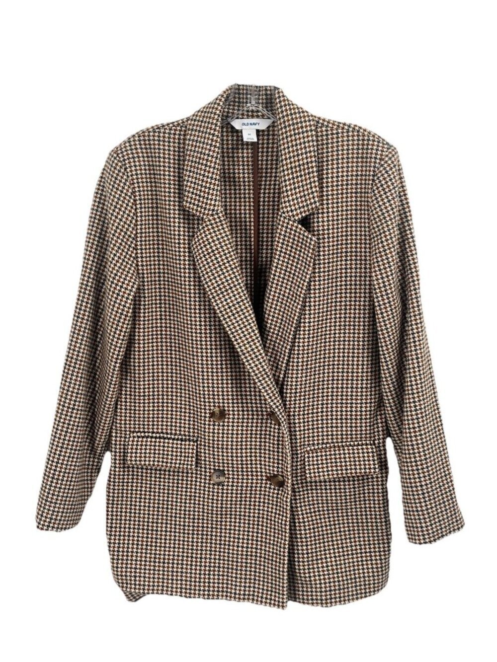 Old Navy Brown Houndstooth Oversized Double Breasted Blazer Sz XS